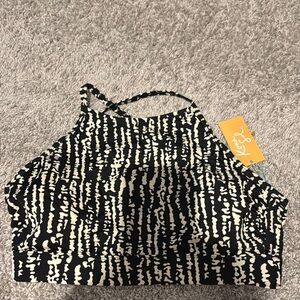 Kona sol Black and Cream Patterned Crop Top
